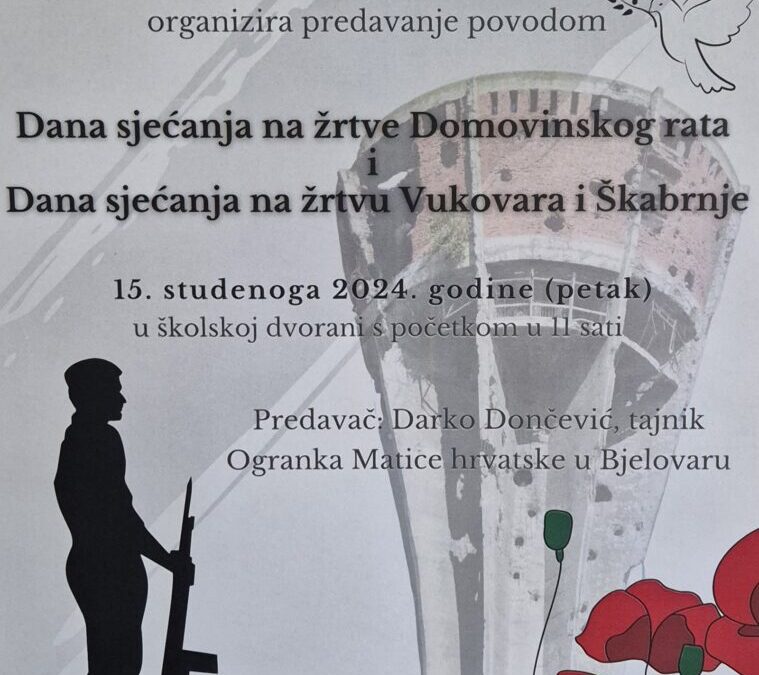 Predavanje povodom Dana sjećanja na žrtve Domovinskog rata