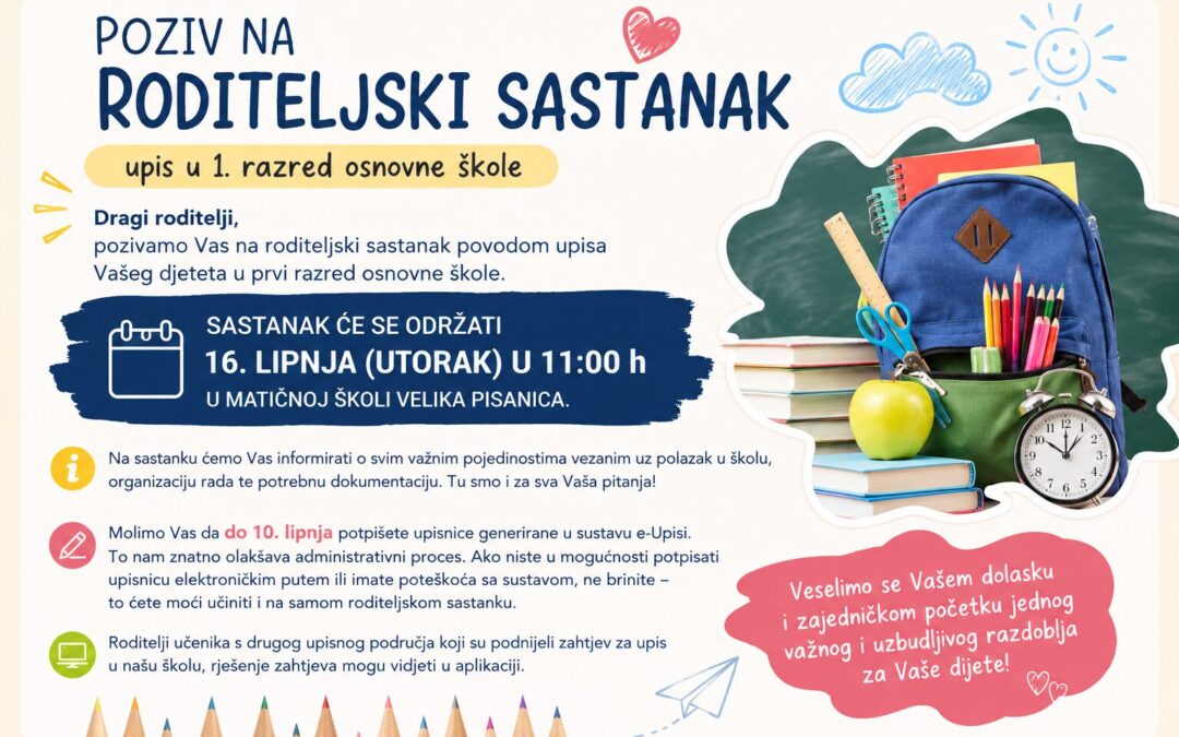 Upis u prvi razred- roditeljski sastanak